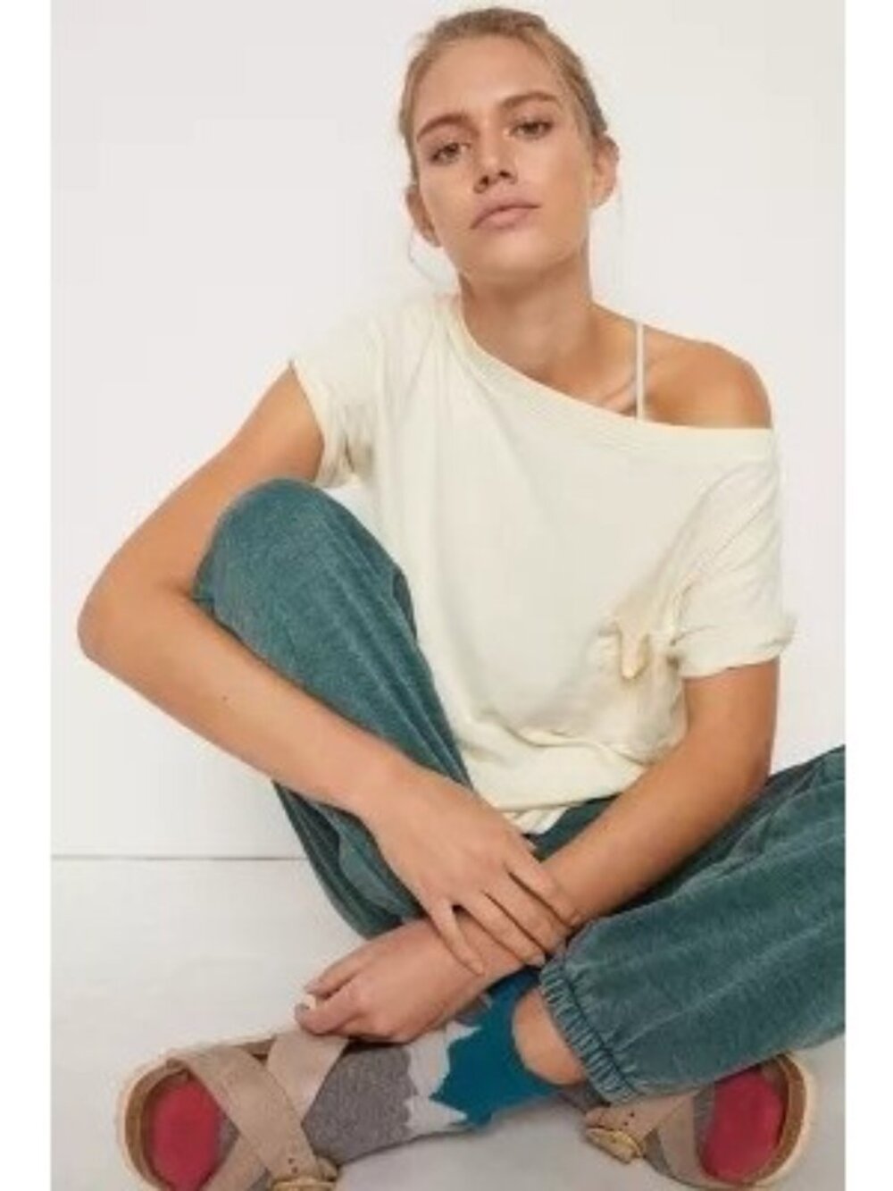 T.La Nalani Cream Boat Neck Tee